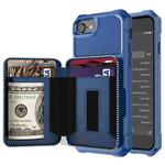 For iPhone SE 2022 / SE 2020 / 8 / 7 / 6 / 6s Zipper Wallet Card Bag PU Back Case(Blue)