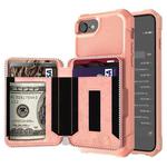 For iPhone SE 2022 / SE 2020 / 8 / 7 / 6 / 6s Zipper Wallet Card Bag PU Back Case(Rose Gold)
