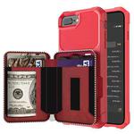 Zipper Wallet Card Bag PU Back Case For iPhone 7 Plus / 8 Plus / 6 Plus(Red)