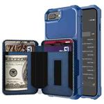 Zipper Wallet Card Bag PU Back Case For iPhone 7 Plus / 8 Plus / 6 Plus(Blue)