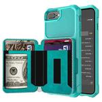 Zipper Wallet Card Bag PU Back Case For iPhone 7 Plus / 8 Plus / 6 Plus(Green)