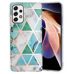 For Samsung Galaxy A13 4G Electroplating Pattern TPU Phone Case(Green White Rhombus)
