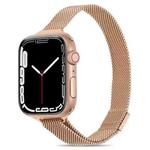 Milanese Small Waist Watch Band For Apple Watch Ultra 49mm / Series 8&7 45mm / SE 2&6&SE&5&4 44mm / 3&2&1 42mm(Rose Gold)