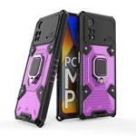 For Xiaomi Poco M4 Pro 4G Space PC+TPU Shockproof Phone Case with Ring Holder(Purple)