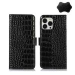 For iPhone 13 Pro Crocodile Top Layer Cowhide Leather Phone Case (Black)