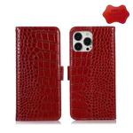 For iPhone 13 Pro Crocodile Top Layer Cowhide Leather Phone Case (Red)