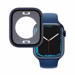 PC + Tempered Glass Film Waterproof Watch Case with Lower Cover For Apple Watch Series 8 / 7 41mm(Dark Blue)