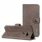 For LG Q70 KHAZNEH Cowhide Texture PU + TPU Horizontal Flip Leather Case with Holder & Card Slots & Wallet(Grey)