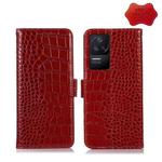 For Xiaomi Redmi K40S Crocodile Top Layer Cowhide Leather Phone Case(Red)