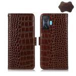 For Xiaomi Redmi K50 Gaming Crocodile Top Layer Cowhide Leather Phone Case(Brown)