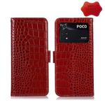 For Xiaomi Poco M4 Pro 4G Crocodile Top Layer Cowhide Leather Phone Case(Red)