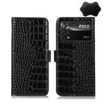 For Xiaomi Poco X4 Pro 5G Crocodile Top Layer Cowhide Leather Phone Case(Black)