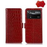 For Xiaomi Poco X4 Pro 5G Crocodile Top Layer Cowhide Leather Phone Case(Red)