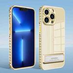 Magnetic Holder Series High Transparency Phone Case For iPhone 13(Gold)