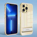 Magnetic Holder Series High Transparency Phone Case For iPhone 13 Pro Max(Gold)