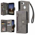 For Google Pixel 3A XL Rivet Buckle 9 Cards Three Fold Leather Phone Case(Grey)