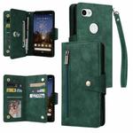 For Google Pixel 3A XL Rivet Buckle 9 Cards Three Fold Leather Phone Case(Green)
