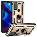 For Motorola Moto G Power (2022) Shockproof TPU + PC Phone Case with Holder(Gold)