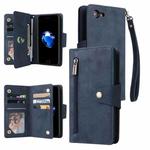 For iPhone SE 2022 / SE 2020 / 8 / 7 Rivet Buckle 9 Cards Three Fold Leather Phone Case(Blue)