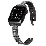 Four-row Diamond-set Metal Watch Band For Apple Watch Ultra 49mm / Series 8&7 45mm / SE 2&6&SE&5&4 44mm / 3&2&1 42mm(Black)