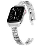 Four-row Diamond-set Metal Watch Band For Apple Watch Ultra 49mm / Series 8&7 45mm / SE 2&6&SE&5&4 44mm / 3&2&1 42mm(Silver)