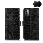 For Nokia G11 / G21 4G Crocodile Top Layer Cowhide Leather Phone Case(Black)