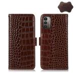 For Nokia G11 / G21 4G Crocodile Top Layer Cowhide Leather Phone Case(Brown)