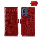 For TCL 30 SE/306/305 / Sharp Aquos V6/V6 Plus Crocodile Top Layer Cowhide Leather Phone Case(Red)