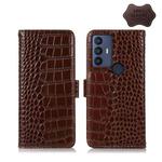 For TCL 30 SE/306/305 / Sharp Aquos V6/V6 Plus Crocodile Top Layer Cowhide Leather Phone Case(Brown)