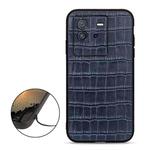 For vivo iQOO Neo6 Accurate Hole Crocodile Texture Genuine Leather Phone Case(Blue)