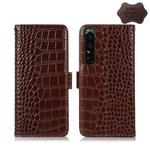 For Sony Xperia 1 IV Crocodile Top Layer Cowhide Leather Phone Case(Brown)