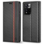 For Xiaomi 11T / 11T Pro LC.IMEEKE Carbon Fiber Texture Flip Leather Phone Case(Vertical Black)