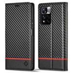 For Xiaomi 11T / 11T Pro LC.IMEEKE Carbon Fiber Texture Flip Leather Phone Case(Horizontal Black)