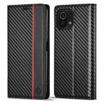For Xiaomi Mi 11 Lite LC.IMEEKE Carbon Fiber Texture Flip Leather Phone Case(Vertical Black)