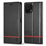 For Xiaomi Mi 11 Lite LC.IMEEKE Carbon Fiber Texture Flip Leather Phone Case(Horizontal Black)