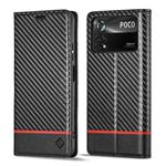 For Xiaomi Poco X4 Pro 5G LC.IMEEKE Carbon Fiber Texture Flip Leather Phone Case(Horizontal Black)