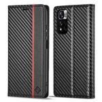 For Xiaomi Redmi Note 11 4G / Note 11S LC.IMEEKE Carbon Fiber Texture Flip Leather Phone Case(Vertical Black)