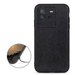 For vivo iQOO Neo6 Accurate Hole Litchi Texture Genuine Leather Phone Case(Black)