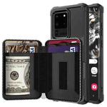 For Samsung Galaxy S20 Ultra Zipper Wallet Card Bag PU Back Phone Case(Black)