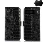 For Google Pixel 7 5G Crocodile Top Layer Cowhide Leather Phone Case(Black)