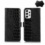 For Samsung Galaxy A33 5G Crocodile Top Layer Cowhide Leather Phone Case(Black)