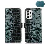 For Samsung Galaxy A73 5G Crocodile Top Layer Cowhide Leather Phone Case(Green)