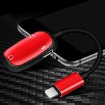 XWT4-1 3 in 1 2.1A 8 Pin Male to Dual 8 Pin + 3.5mm Female Earphone Audio Adapter, Support IOS 10 and Above System(Red)