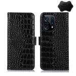 For OPPO Find X5 5G Crocodile Top Layer Cowhide Leather Phone Case(Black)