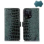 For OPPO Find X5 5G Crocodile Top Layer Cowhide Leather Phone Case(Green)