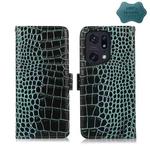 For OPPO Find X5 Pro 5G Crocodile Top Layer Cowhide Leather Phone Case(Green)