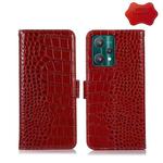 For OPPO Realme 9 Pro Crocodile Top Layer Cowhide Leather Phone Case(Red)