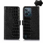 For OPPO Realme C31 4G Crocodile Top Layer Cowhide Leather Phone Case(Black)