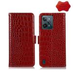 For OPPO Realme C31 4G Crocodile Top Layer Cowhide Leather Phone Case(Red)