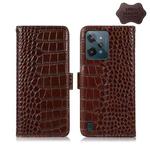 For OPPO Realme C31 4G Crocodile Top Layer Cowhide Leather Phone Case(Brown)